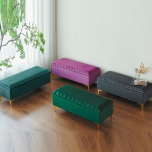 D346-1 16號潘蜜拉絨布收納椅 藍色