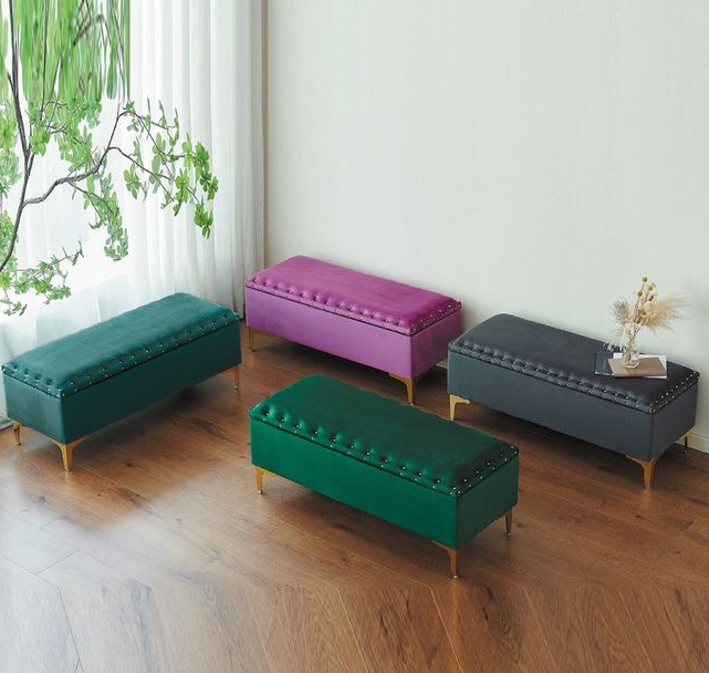 D346-1 16號潘蜜拉絨布收納椅 藍色