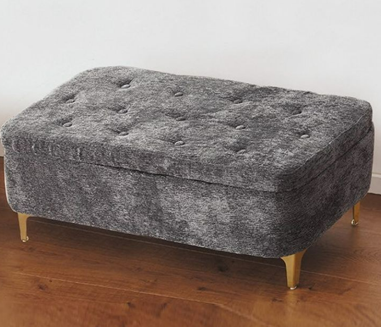 D346-12 21號蓓姬絨布收納椅 灰色