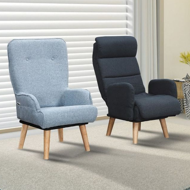 D348-21 和風旋轉椅 高背 淺藍