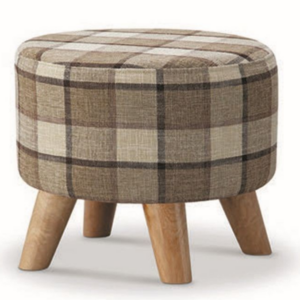 D349-2 1461 格子布小圓凳 咖啡色