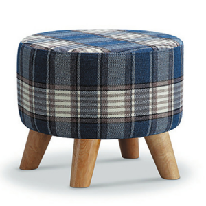 D349-3 1461 格子布小圓凳 藍色