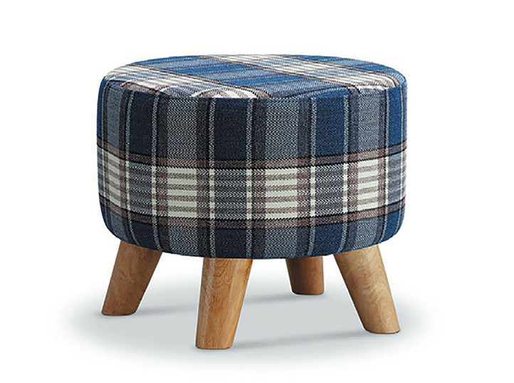 D349-3 1461 格子布小圓凳 藍色