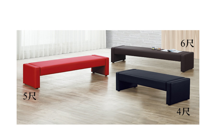 D350-3 帕特長凳 黑色 5尺