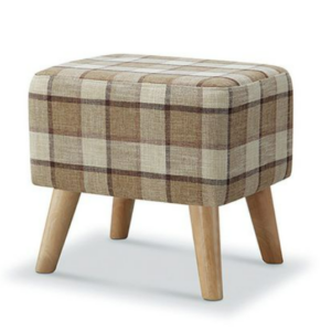 D349-4 1460 格子布小長方凳 咖啡色