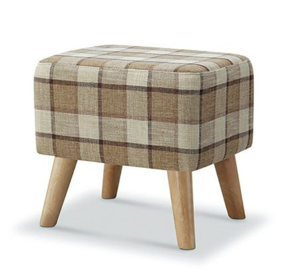 D349-4 1460 格子布小長方凳 咖啡色