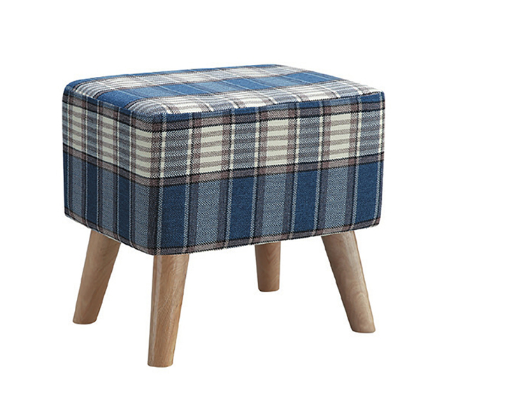 D349-5 1460格子布小長方凳 藍色