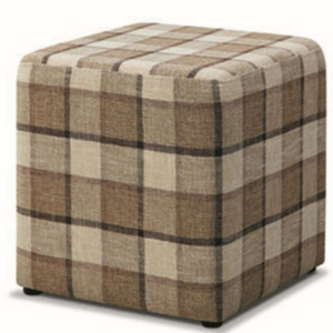 D349-6 1568 格子布小方凳 咖啡色