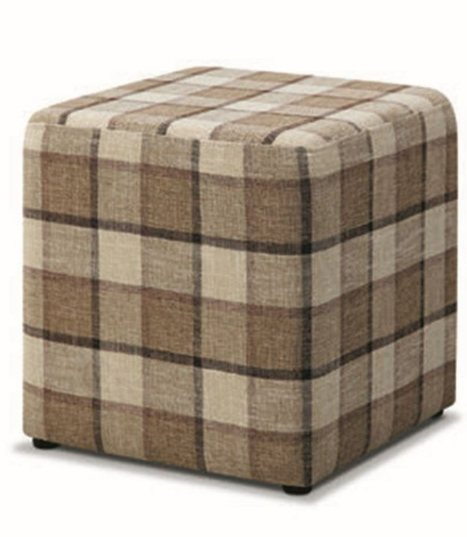 D349-6 1568 格子布小方凳 咖啡色