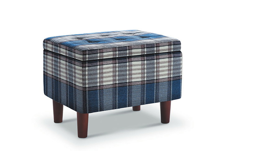 D349-11 1702 格子布小輔助椅  藍色