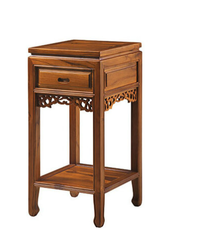 C492-12柚木實木花架 大 一抽