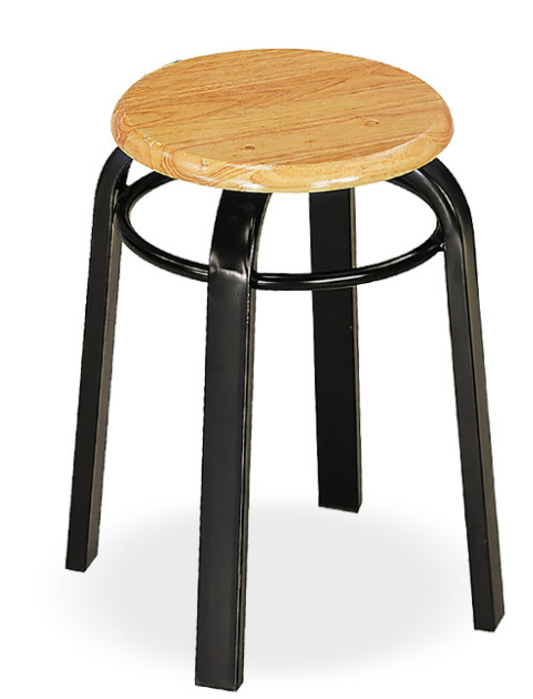 C491-12實木面圓板凳 有圈