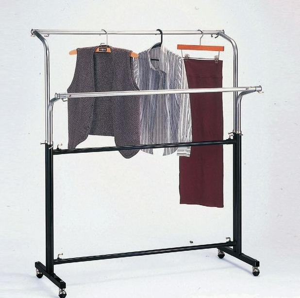 C493-13 6尺雙管衣架 鐵輪