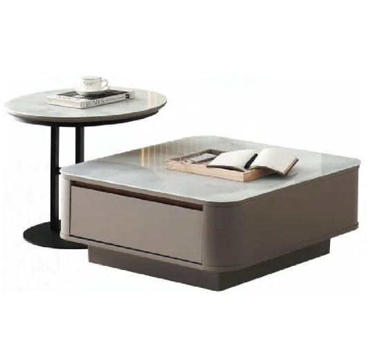 D374-5 納塔莉玻璃大茶几 含邊几