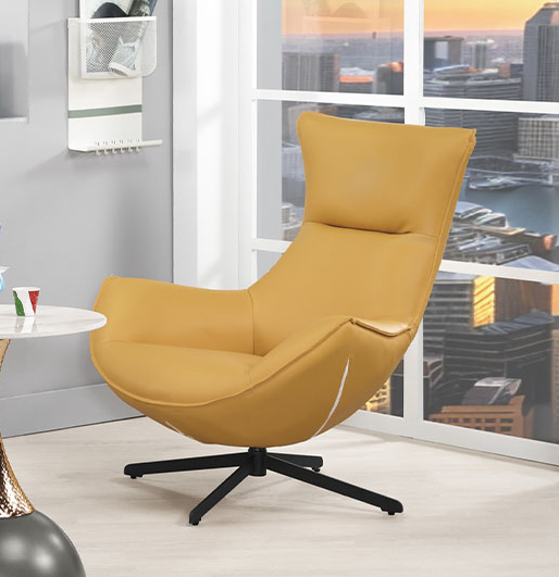 A1385-3格雷森休閒旋轉椅 黃色皮 坐高40公分