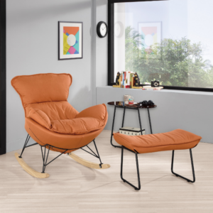 A1393-2凱瑞休閒搖椅  橙色 附腳椅