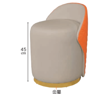 F14-12 造型椅 科技皮 卡其色配橘色