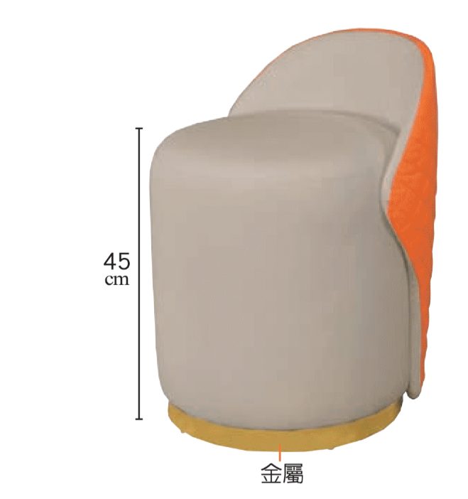F14-12 造型椅 科技皮 卡其色配橘色