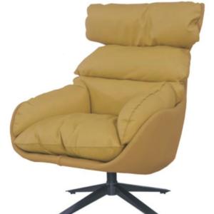 F16-4 鵝黃色#61大型休閒椅  可360度旋轉 超千皮內部羽絨軟包