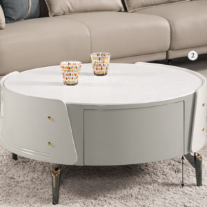 A1408-3德利克2.7尺岩板大圓几 桌面7MM岩板 抽屜雙邊造型 雙邊使用