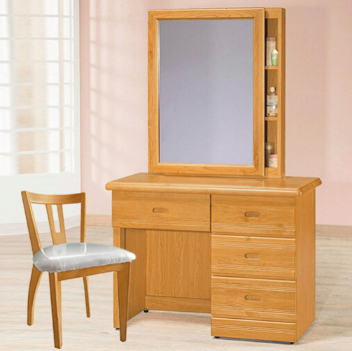 E16-4 正赤陽木3.5尺鏡台 含椅