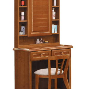 E17-6 樟木色2.7尺二抽鏡台 含椅