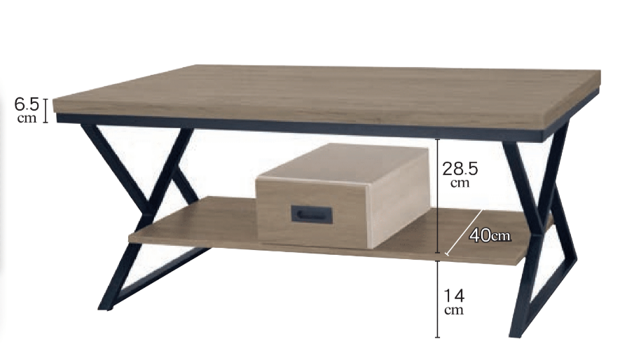 F77-4 三角型灰橡有抽大茶几 DIY