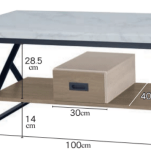 F77-2 仿石三角型灰橡有抽大茶几 DIY