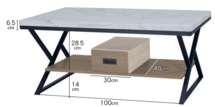 F77-2 仿石三角型灰橡有抽大茶几 DIY