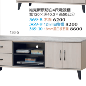 F83-12 維克斯原切白5尺電視櫃 木面