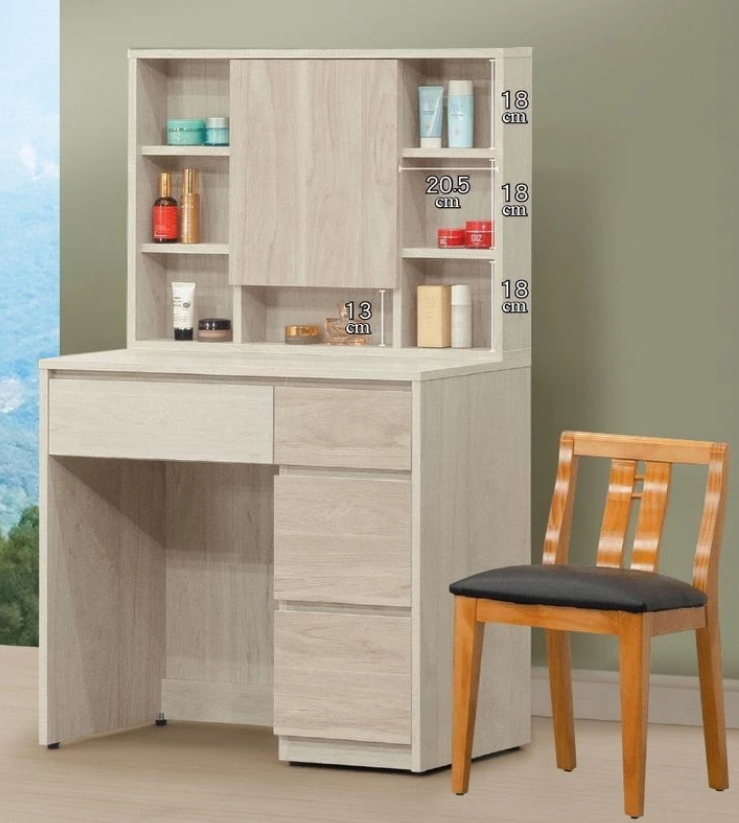 E58-3 原切雙色2.7尺化妝台 含椅