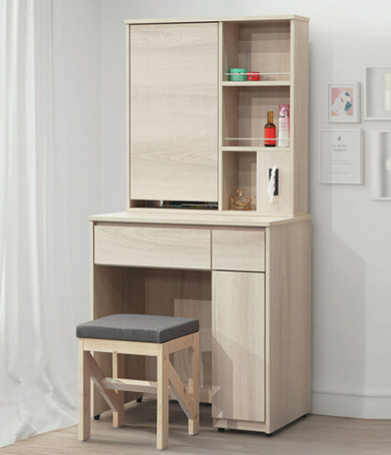 E28-11 卡洛琳北美杉木2.6尺鏡台 含椅