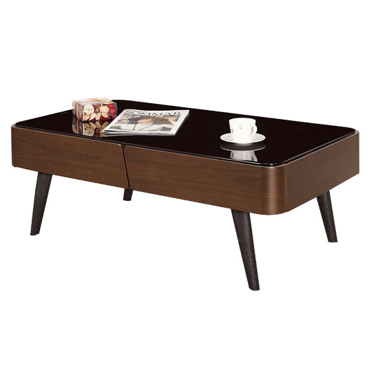 A1412-2蓋文4尺大茶几  抽屜雙邊造型 單邊使用 桌面5MM強化烤漆玻璃