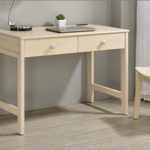 F120-1 象牙白雙抽3.5尺全實木書桌 附插座*1 腳DIY