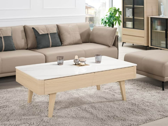 A1438-2艾維斯4尺岩板大茶几 桌面12MM岩板 抽屜雙邊造型 單邊使用