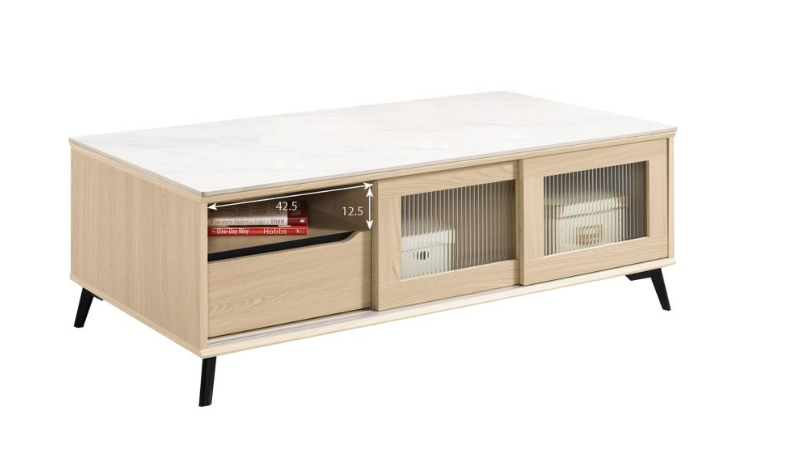 A1439-2朵利斯4.3尺岩板大茶几 桌面12MM岩板 雙邊造型 雙邊使用