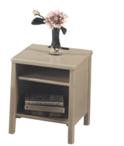 F381-14 象牙白實木床頭櫃 附插座