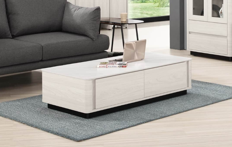 A1433-1華爾斯4尺岩板四抽大茶几 雙邊造型 雙邊使用 桌面12MM岩板