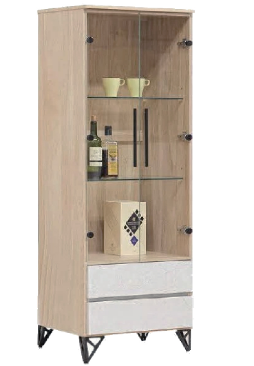 D410-2 年輪木 卡白石紋展示櫃