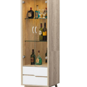 D411-1 肯詩特原橡雙色2.1尺展示櫃 玻璃隔板*2