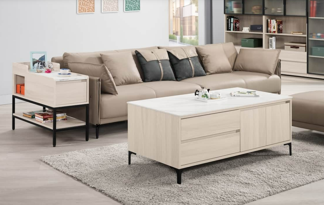 A144-2斯特4尺岩板二抽四門大茶几 雙邊造型 門雙邊使用 抽屜單邊使用 桌面12MM岩板