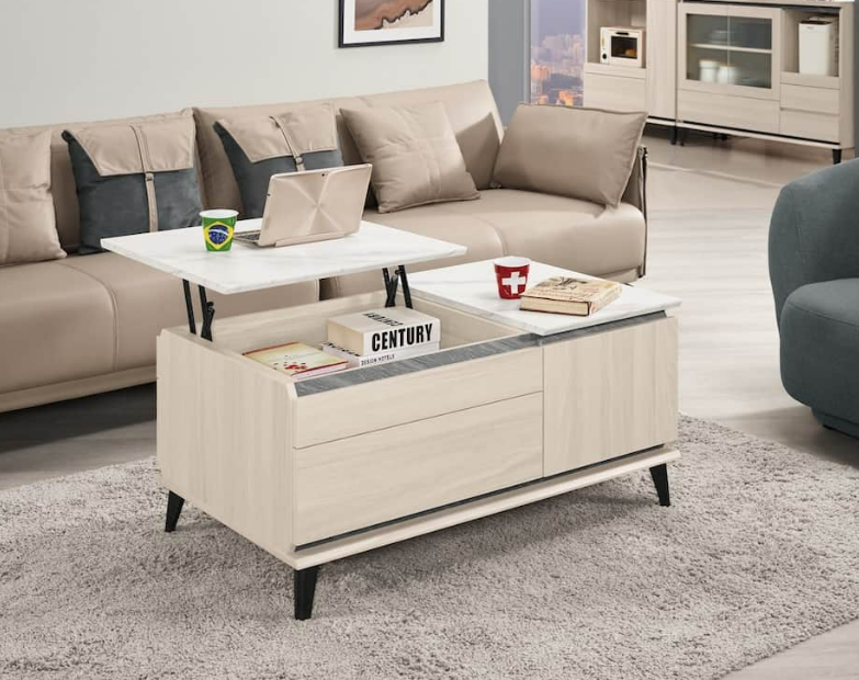 A1443-3范德爾3.3尺仿石面多功能大茶几 雙邊造型 雙邊使用