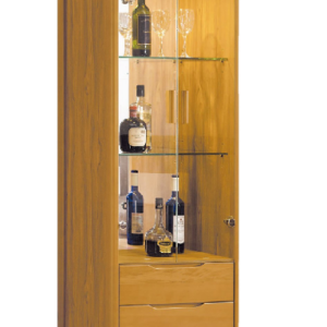 D413-1 米堤柚木2.1尺展示櫃 開關式LED投射燈 玻璃隔板二片可三段調整