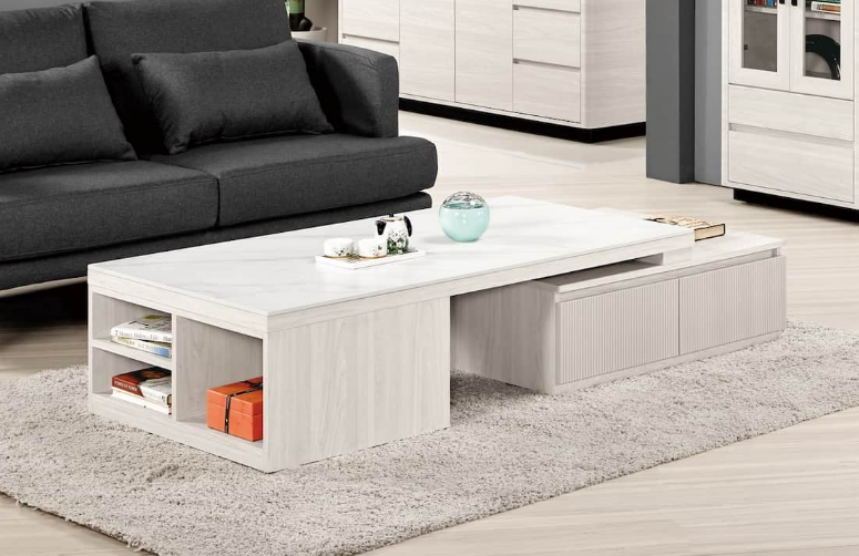 A1432-1華爾斯4.3尺岩板伸縮大茶几  雙邊造型 雙邊使用 桌面12MM岩板