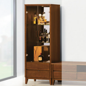 D413-4 米亞淺胡桃2.1尺展示櫃  開關式LED投射燈