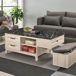 A1445-1雪莉4尺單凳原石大茶几 抽屜雙邊造型 單邊使用 附輔助椅*1