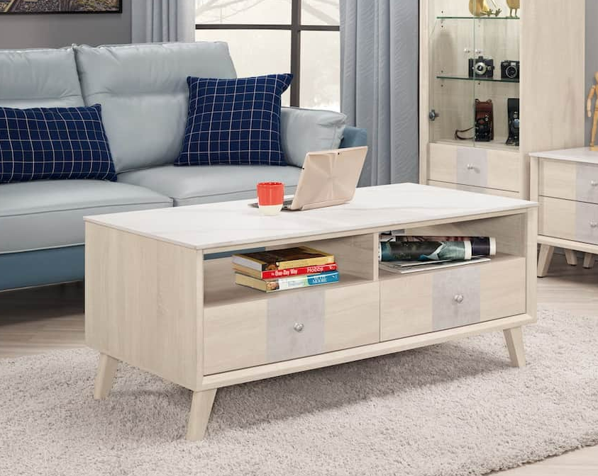 A1446-2卡蜜拉4尺岩板大茶几  桌面12MM岩板 雙邊造型 單邊使用