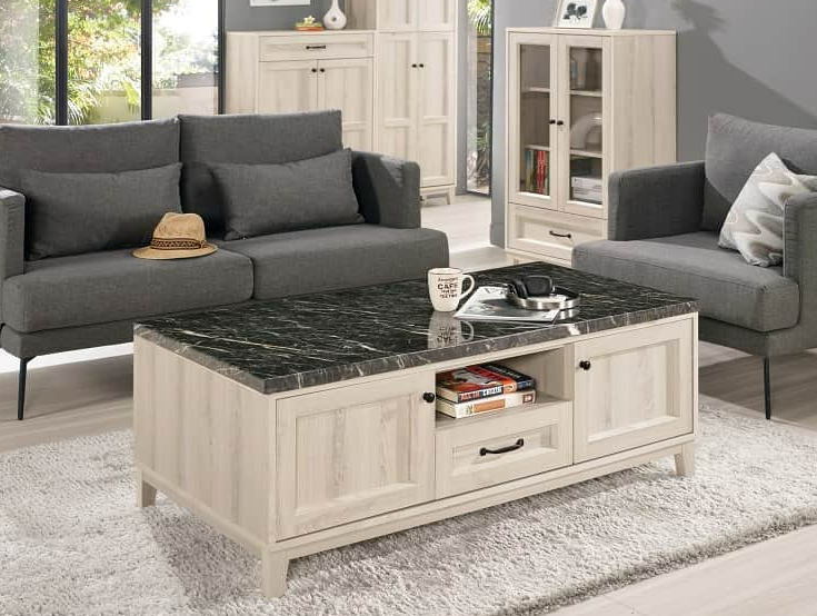 A1445-2雪莉4.3尺原石大茶几 雙邊造型 雙邊使用 附活動隔板*2