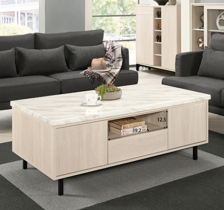 A1450-1丹妮拉4.3尺原石大茶几 門抽屜雙邊造型 雙邊使用