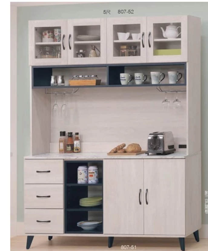 F298-1維克斯原切白5尺收納櫃全組上+下